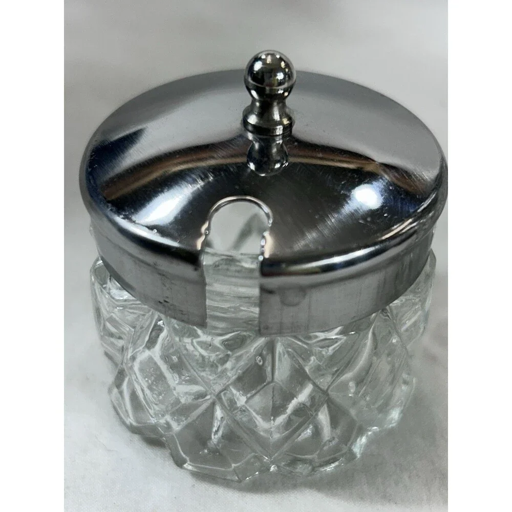 Vintage Rosewood Glass Condiment Jars Set Salt Pepper Sugar Jam Lidded